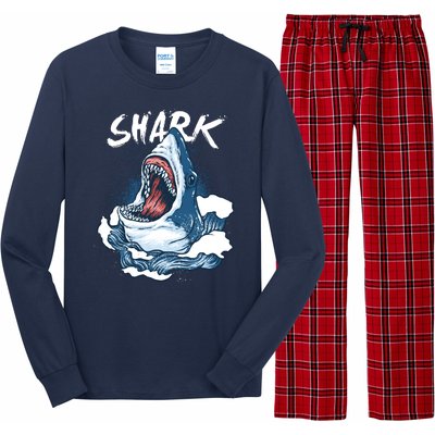 Shark In The Ocean Cool Sharks Week Waves Bite Long Sleeve Pajama Set