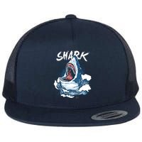 Shark In The Ocean Cool Sharks Week Waves Bite Flatbill Hat