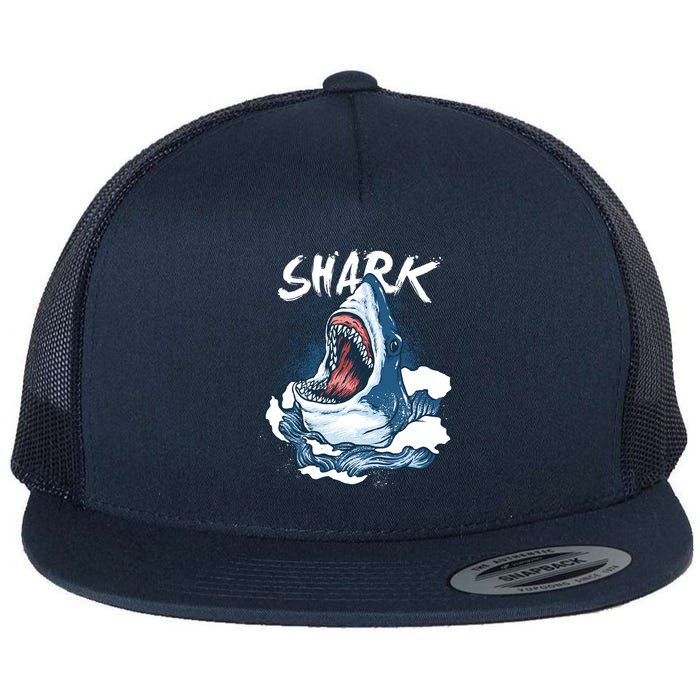 Shark In The Ocean Cool Sharks Week Waves Bite Flatbill Hat