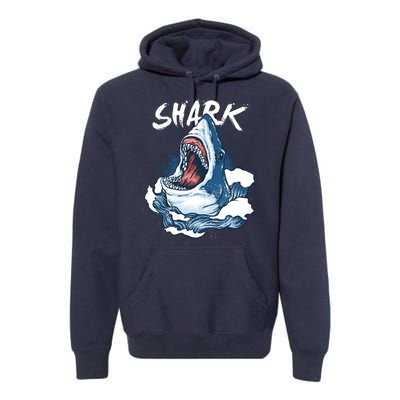 Shark In The Ocean Cool Sharks Week Waves Bite Premium Hoodie