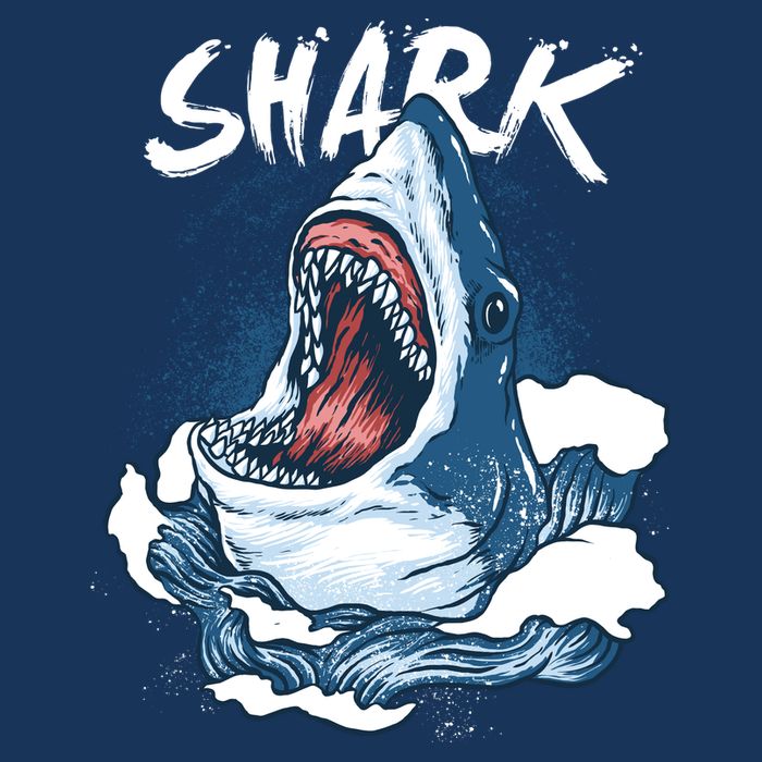 Shark In The Ocean Cool Sharks Week Waves Bite 16 in Basic Backpack