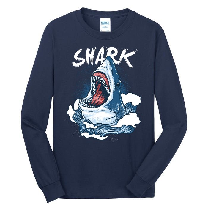 Shark In The Ocean Cool Sharks Week Waves Bite Tall Long Sleeve T-Shirt