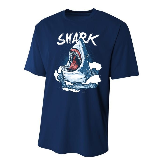 Shark In The Ocean Cool Sharks Week Waves Bite Performance Sprint T-Shirt