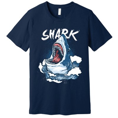 Shark In The Ocean Cool Sharks Week Waves Bite Premium T-Shirt