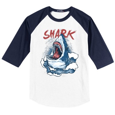 Shark In The Ocean Cool Sharks Week Waves Bite Baseball Sleeve Shirt