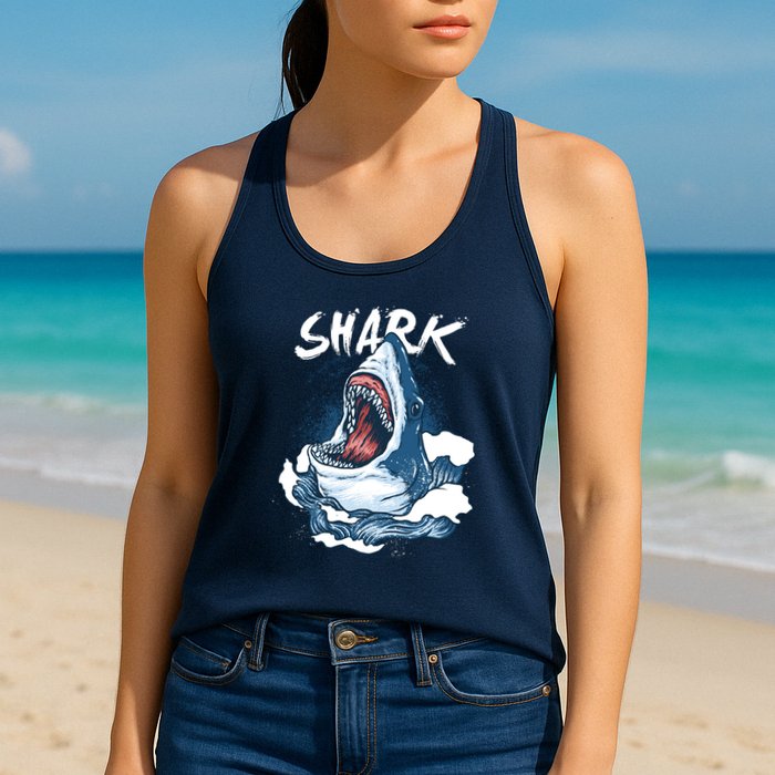 Shark In The Ocean Cool Sharks Week Waves Bite Womens Tank Top