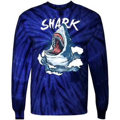 Shark In The Ocean Cool Sharks Week Waves Bite Tie-Dye Long Sleeve Shirt