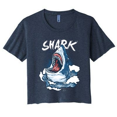 Shark In The Ocean Cool Sharks Week Waves Bite Crop Top