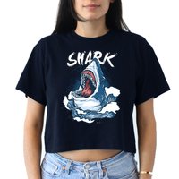 Shark In The Ocean Cool Sharks Week Waves Bite Crop Top