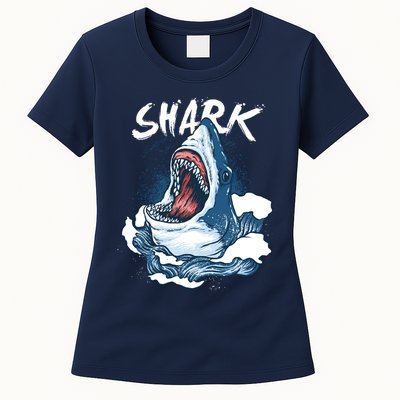 Shark In The Ocean Cool Sharks Week Waves Bite Womens T-Shirt