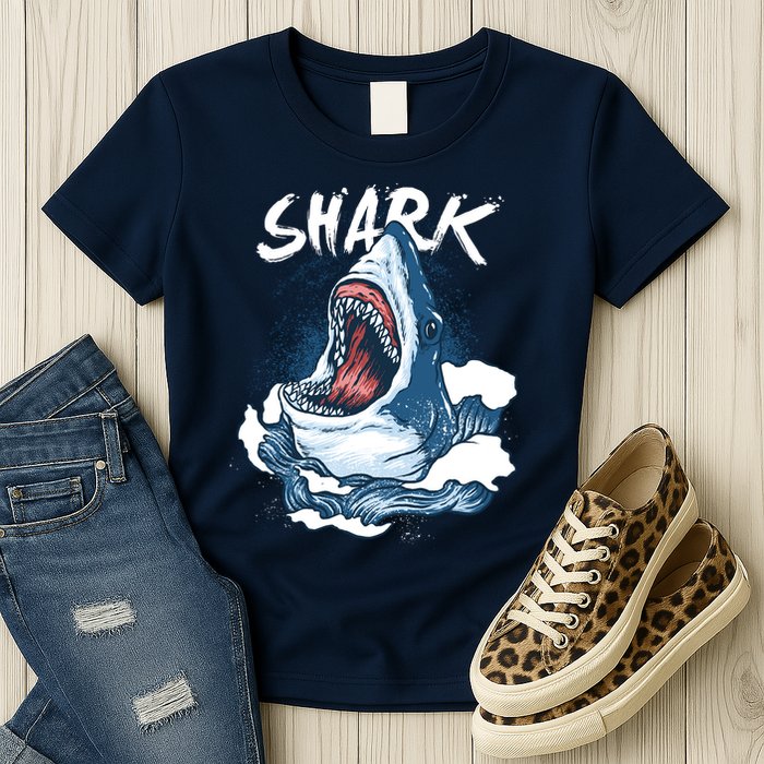 Shark In The Ocean Cool Sharks Week Waves Bite Womens T-Shirt