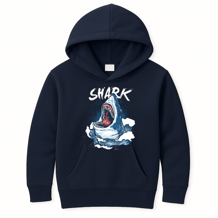 Shark In The Ocean Cool Sharks Week Waves Bite Kids Hoodie