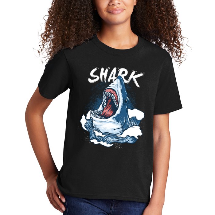 Shark In The Ocean Cool Sharks Week Waves Bite Kids T-Shirt