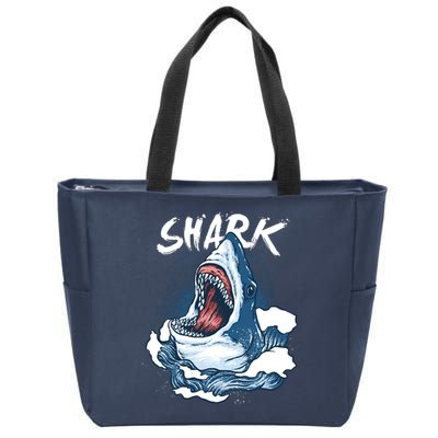 Shark In The Ocean Cool Sharks Week Waves Bite Zip Tote Bag