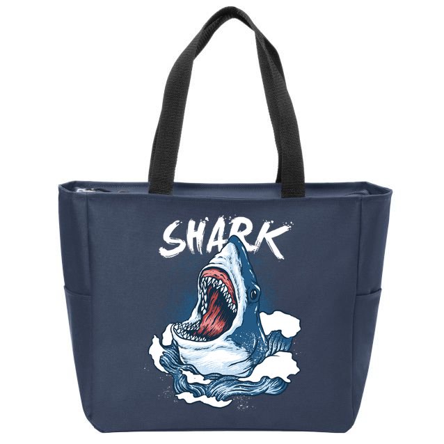 Shark In The Ocean Cool Sharks Week Waves Bite Zip Tote Bag