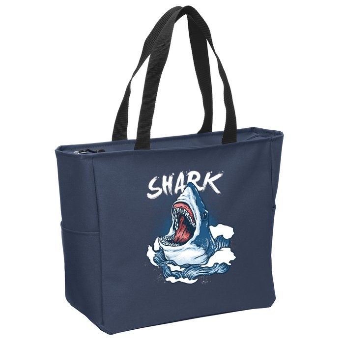 Shark In The Ocean Cool Sharks Week Waves Bite Zip Tote Bag