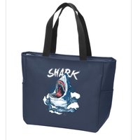 Shark In The Ocean Cool Sharks Week Waves Bite Zip Tote Bag