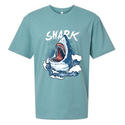 Shark In The Ocean Cool Sharks Week Waves Bite Sueded Cloud Jersey T-Shirt