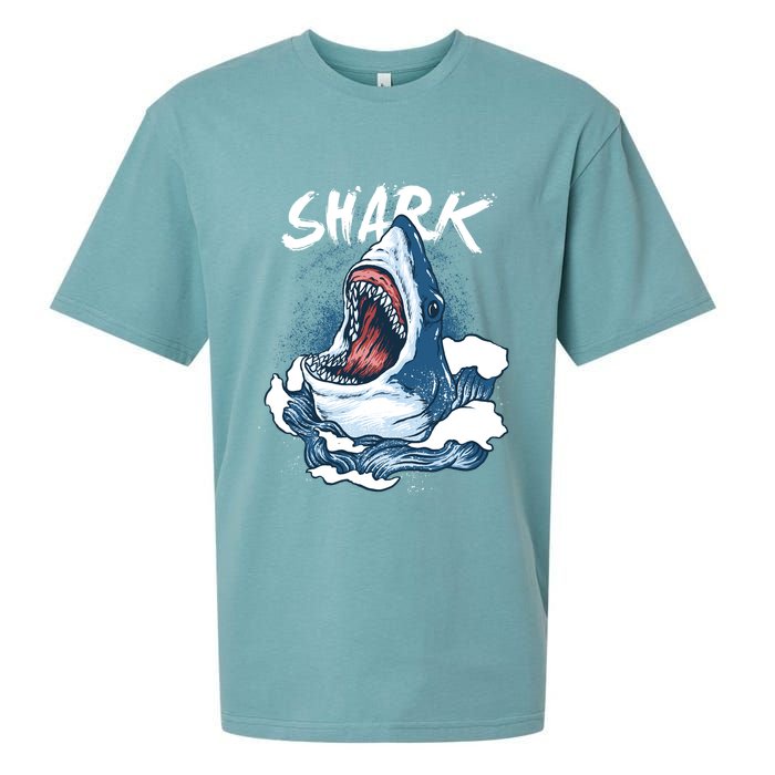 Shark In The Ocean Cool Sharks Week Waves Bite Sueded Cloud Jersey T-Shirt