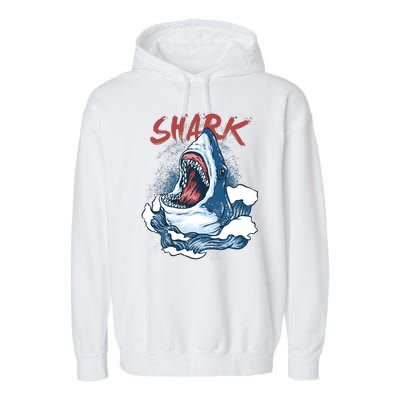 Shark In The Ocean Cool Sharks Week Waves Bite Garment-Dyed Fleece Hoodie