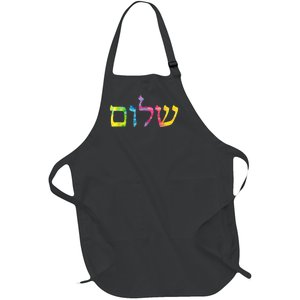 Shalom In Tie Dye Hebrew Letters Full-Length Apron With Pockets