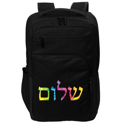 Shalom In Tie Dye Hebrew Letters Impact Tech Backpack