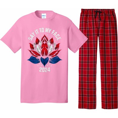 Say It To My Face Lotus Kamala Harris Usa Flag Pajama Set