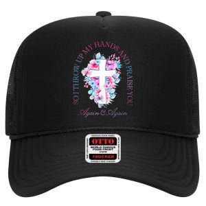 So I Throw Up My Hands B.R.A.N.D.O.N Lake And Praise You High Crown Mesh Back Trucker Hat