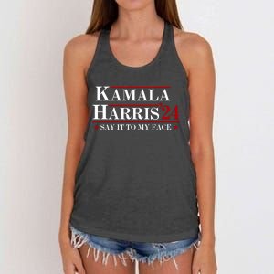 Say It To My Face Funny Kamala Harris 2024 Women's Knotted Racerback Tank