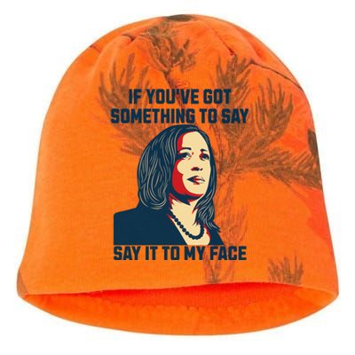 Say It To My Face Kamala Harris 2024 Kati - Camo Knit Beanie