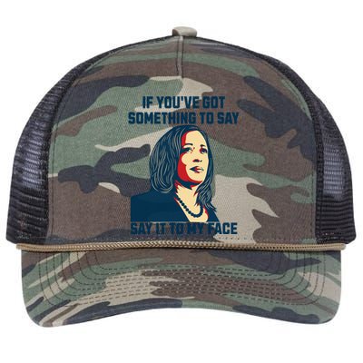 Say It To My Face Kamala Harris 2024 Retro Rope Trucker Hat Cap