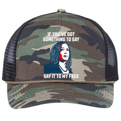 Say It To My Face Kamala Harris 2024 Retro Rope Trucker Hat Cap