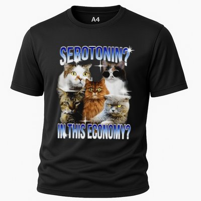 Serotonin In This Economy Cat Funny Meme Cute Cats Cooling Performance Crew T-Shirt