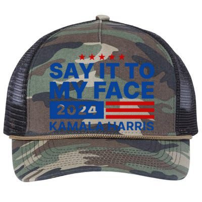 Say It To My Face Kamala Harris 2024 Retro Rope Trucker Hat Cap