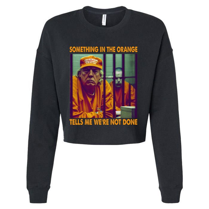 Something In The Orange Tells Me We're Not Done Donald Trump Cropped Pullover Crew