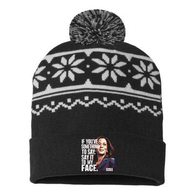 Say It To My Face Kamala Harris 2024 USA-Made Snowflake Beanie