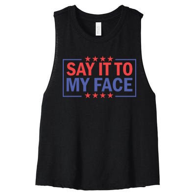 Say It To My Face Graphic Women's Racerback Cropped Tank