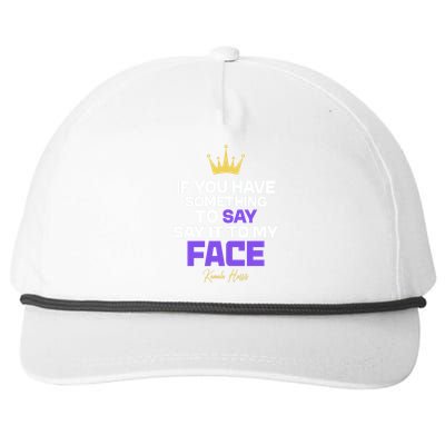 Say It To My Face Kamala Harris Snapback Five-Panel Rope Hat