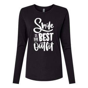 Smile Is The Best Outfit Cute Gift Womens Cotton Relaxed Long Sleeve T-Shirt