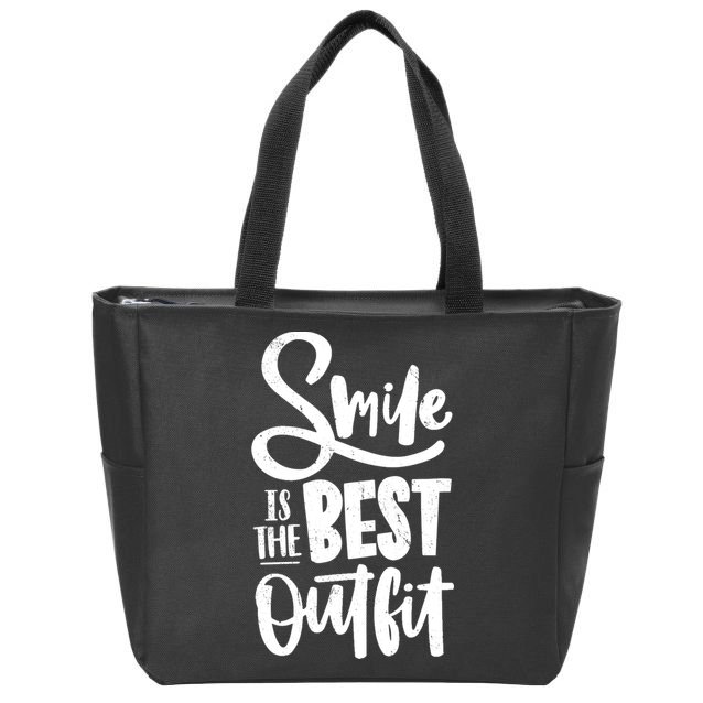 Smile Is The Best Outfit Cute Gift Zip Tote Bag