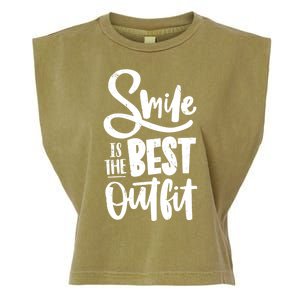 Smile Is The Best Outfit Cute Gift Garment-Dyed Women's Muscle Tee