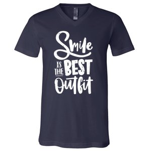 Smile Is The Best Outfit Cute Gift V-Neck T-Shirt