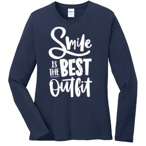 Smile Is The Best Outfit Cute Gift Ladies Long Sleeve Shirt