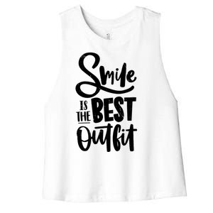 Smile Is The Best Outfit Cute Gift Women's Racerback Cropped Tank