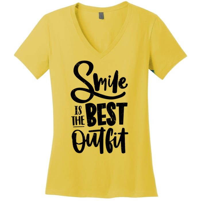 Smile Is The Best Outfit Cute Gift Women's V-Neck T-Shirt