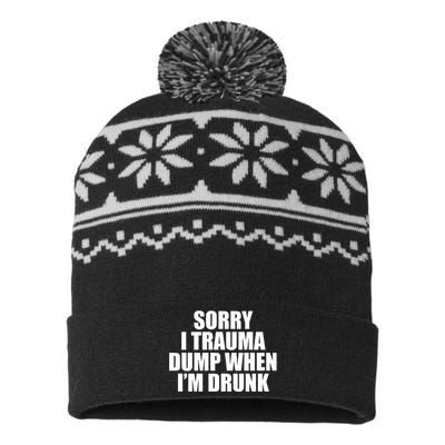 Sorry I Trauma Dump When Im Drunk USA-Made Snowflake Beanie