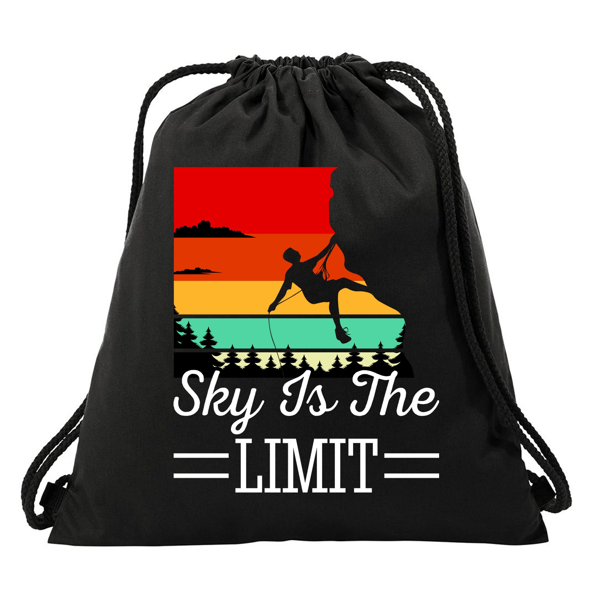 Sky Is The Limited Rock Climbing Drawstring Bag