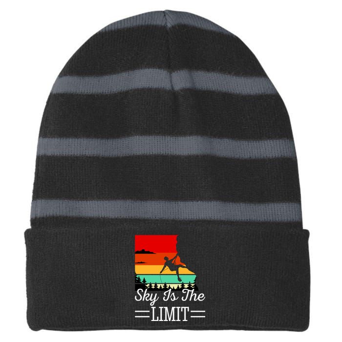 Sky Is The Limited Rock Climbing Striped Beanie with Solid Band