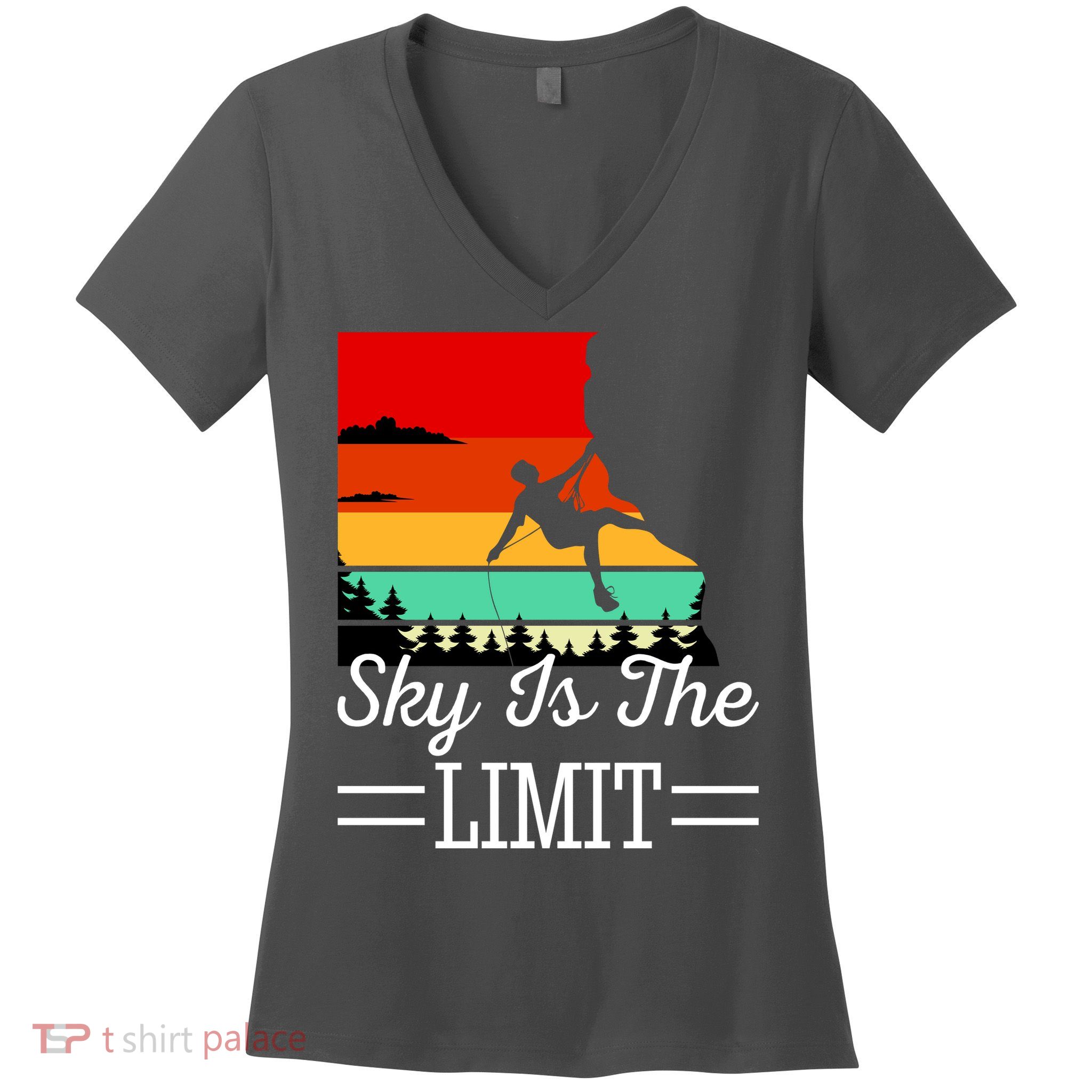Sky Is The Limited Rock Climbing Women's V-Neck T-Shirt