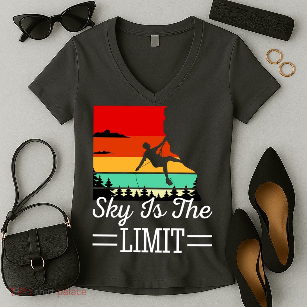 Sky Is The Limited Rock Climbing Women's V-Neck T-Shirt